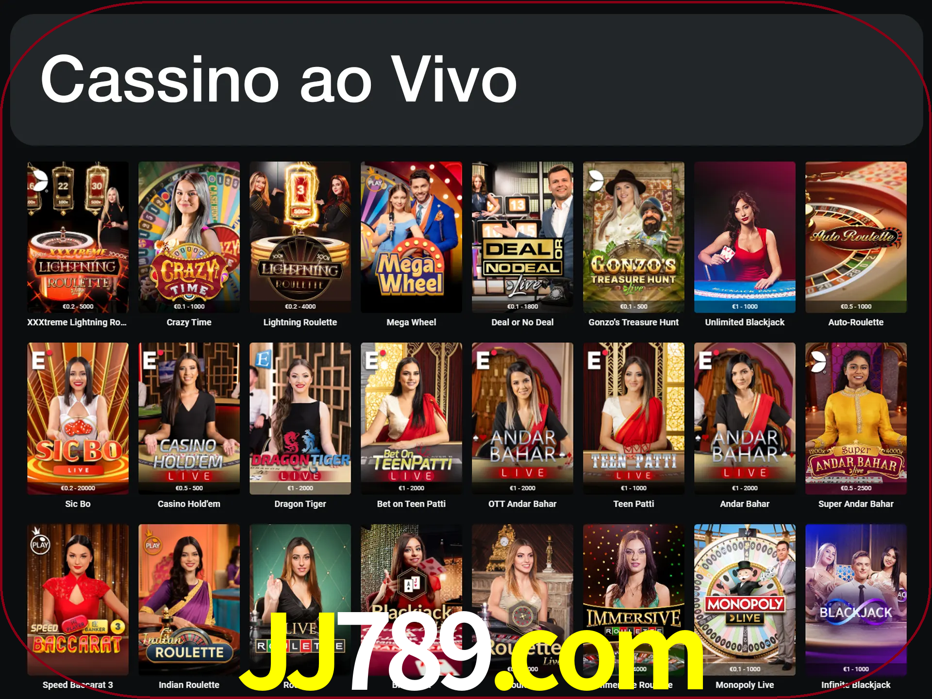 Jogue jogos de cassino com um verdadeiro dealer.