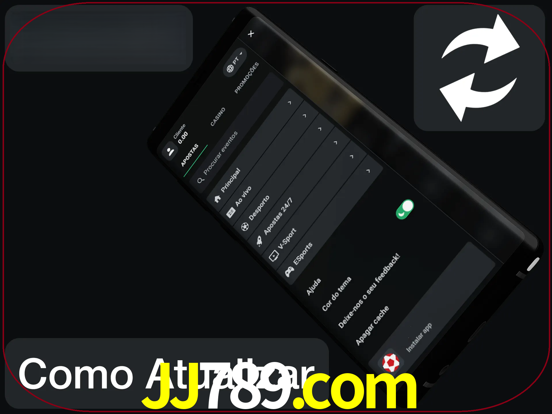 O aplicativo é atualizado automaticamente quando você faz o login.