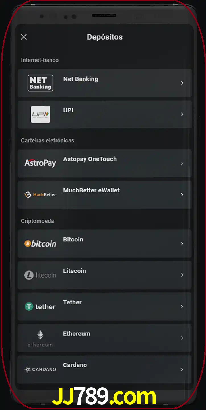 Você pode usar métodos alternativos de depósito.